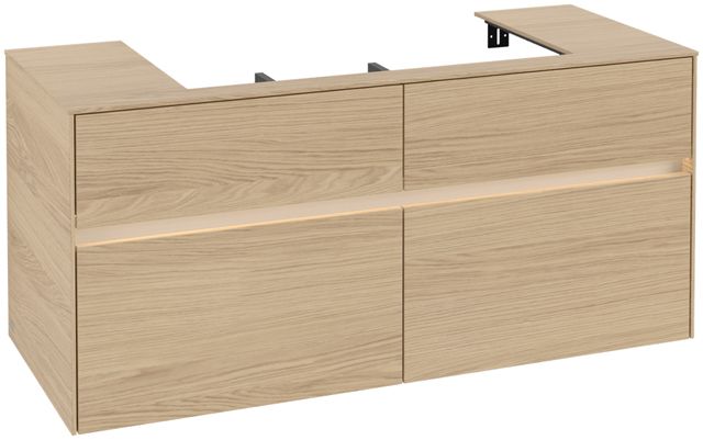 V&B Waschtischunterschrank Collaro 120x54,8x50cm, Waschtisch mittig, LED-Beleuchtung 8,8 W, nordic oak