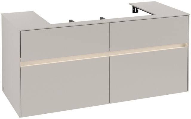 V&B Waschtischunterschrank Collaro 120x54,8x50cm, Waschtisch mittig, LED-Beleuchtung 8,8 W, soft grey