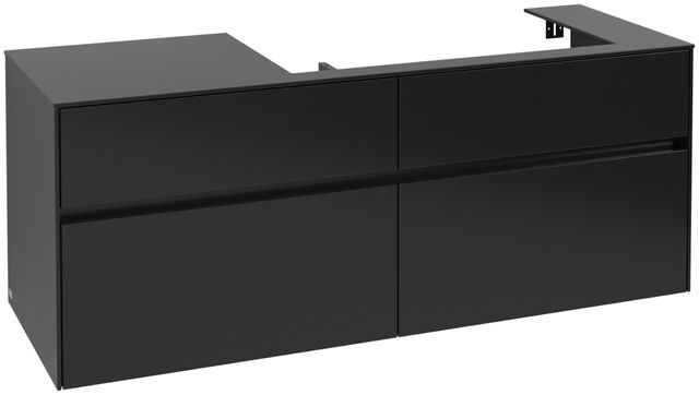 V&B Waschtischunterschrank Collaro 140x54,8x50cm, Waschtisch rechts, black matt laquer