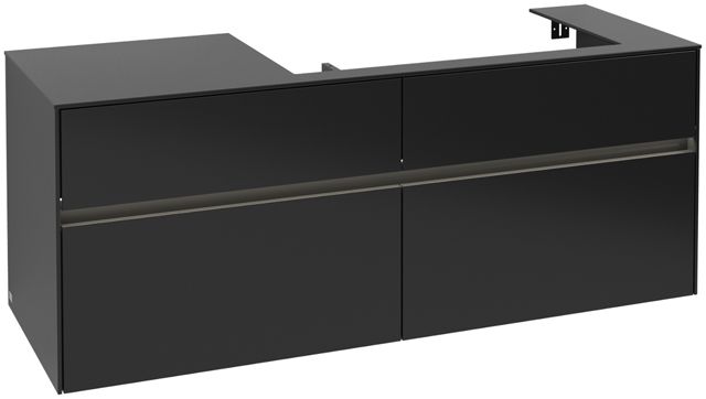 V&B Waschtischunterschrank Collaro 140x54,8x50cm, Waschtisch rechts, mit LED-Beleuchtung, black matt laquer