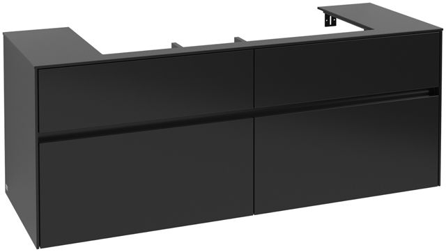 V&B Waschtischunterschrank Collaro 140x54,8x50cm, Waschtisch mittig, black matt laquer