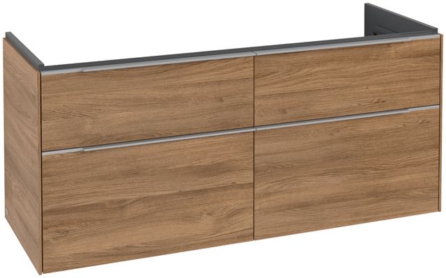 V&B Waschtisch-Unterschrank Subway 3.0 127,2x56,6x47,8cm, ohne LED/Griff Aluminium glänzend, kansas oak
