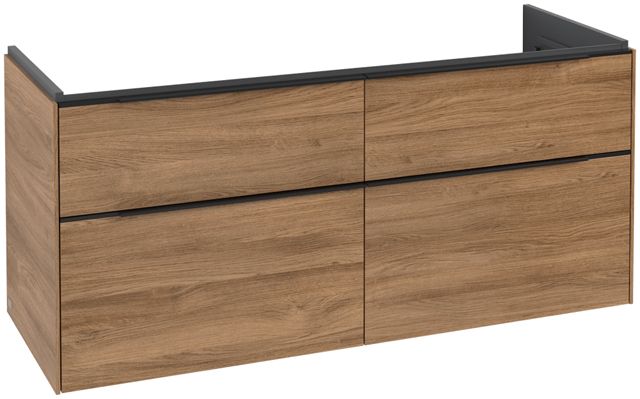 V&B Waschtisch-Unterschrank Subway 3.0 127,2x56,6x47,8cm, ohne LED/Griff Volcano black, kansas oak