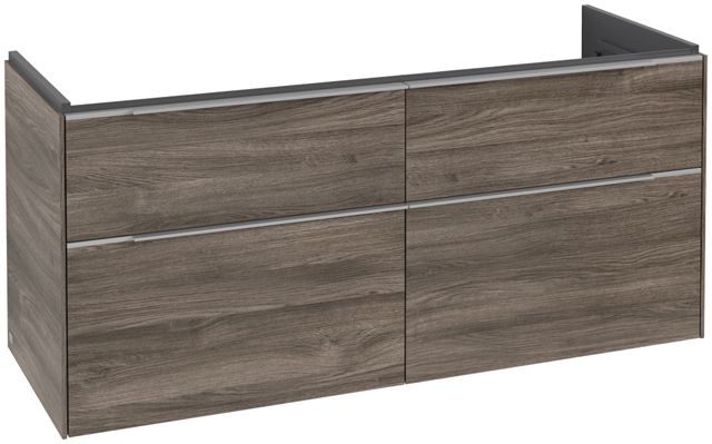 V&B Waschtisch-Unterschrank Subway 3.0 127,2x56,6x47,8cm, mit LED/Griff Aluminium glänzend, stone oak