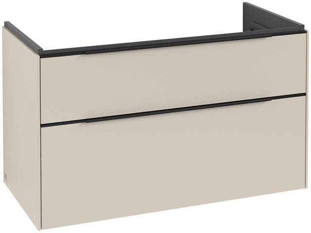 V&B Waschtisch-Unterschrank Subway 3.0 97,3x57,6x47,8cm, mit LED/Griff Volcano black, cashmere grey