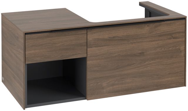 V&B Waschtisch-Unterschrank Becken rechts Subway 3.0 100,1x42,25x51,6cm, mit LED/Griff Volcano black, arizona oak