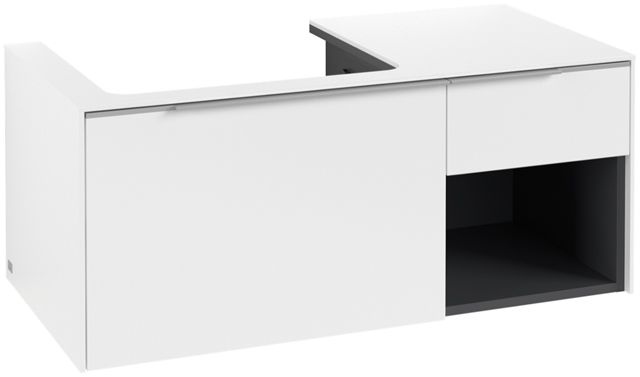 V&B Waschtisch-Unterschrank Becken links Subway 3.0 100,1x42,25x51,6cm, mit LED/Griff Aluminium glänzend, pure white
