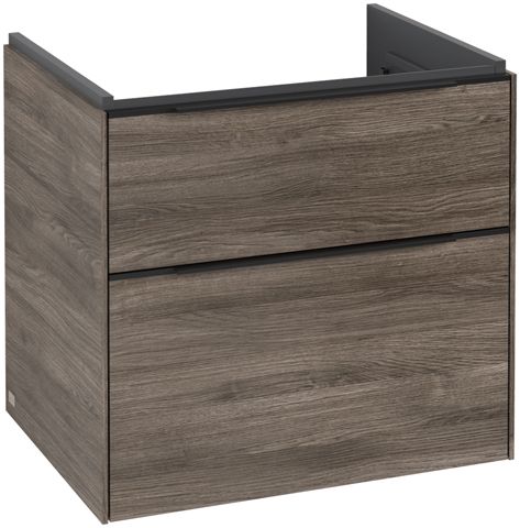 V&B Waschtisch-Unterschrank Subway 3.0 62,2x57,6x47,8cm, ohne LED/Griff Volcano black, stone oak