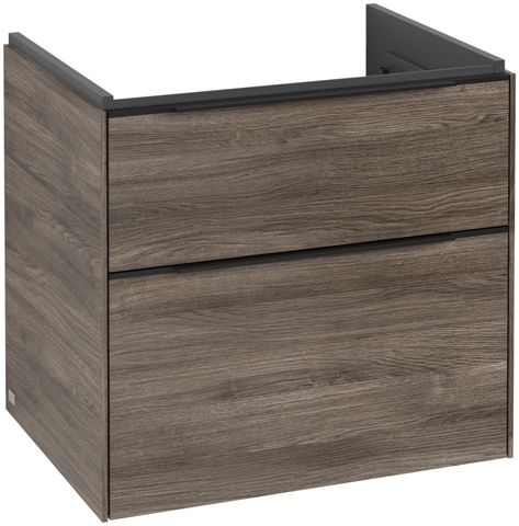 V&B Waschtisch-Unterschrank Subway 3.0 62,2x57,6x47,8cm, mit LED/Griff Volcano black, stone oak