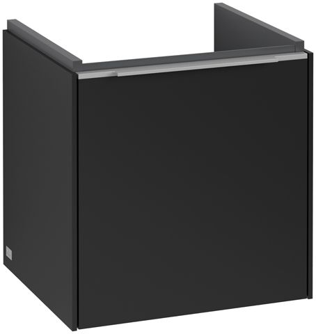 V&B Waschtisch-Unterschrank Subway 3.0 42,3x42,9x37,8cm, Schanier links/Griff Aluminium glänzend, volcano black