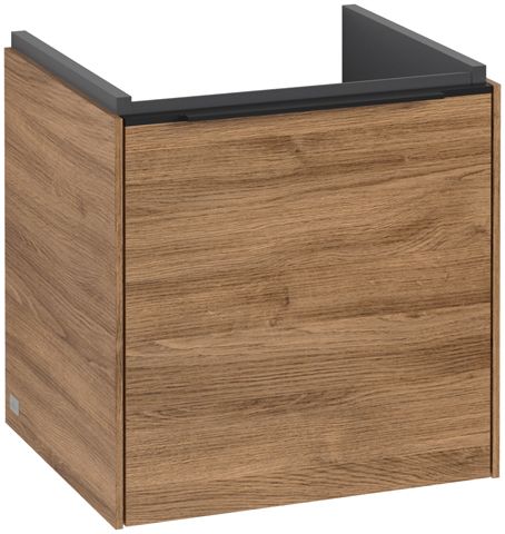 V&B Waschtisch-Unterschrank Subway 3.0 42,3x42,9x37,8cm, Schanier links/Griff Volcano black, kansas oak