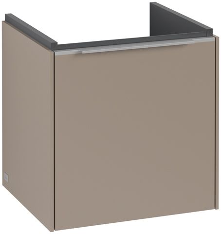 V&B Waschtisch-Unterschrank Subway 3.0 42,3x42,9x37,8cm, Schanier rechts/Griff Aluminium glänzend, taupe
