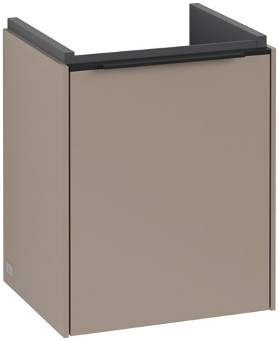V&B Waschtisch-Unterschrank Subway 3.0 35,1x42,9x30,9cm, Schanier rechts/Griff Volcano black, taupe