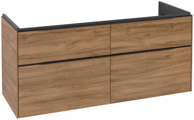 V&B Waschtisch-Unterschrank Subway 3.0 127,2x57,6x47,8cm, ohne LED/Griff Volcano black, kansas oak