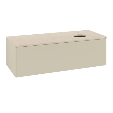V&B Waschtisch-Unterschrank ohne Frontstruktur Antao 120x36x50cm, Hahnloch, Waschbeckenplattenfarbe botticino, silk grey matt lacquer