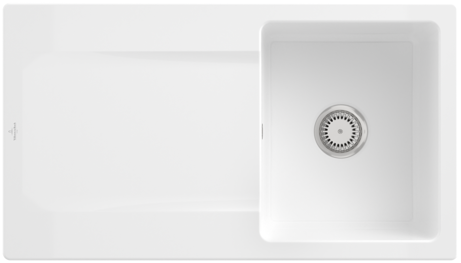 V&B Spüle Siluet 50 mit Ablaufgarnitur, Handbetätigung, weiß alpin CeramicPlus