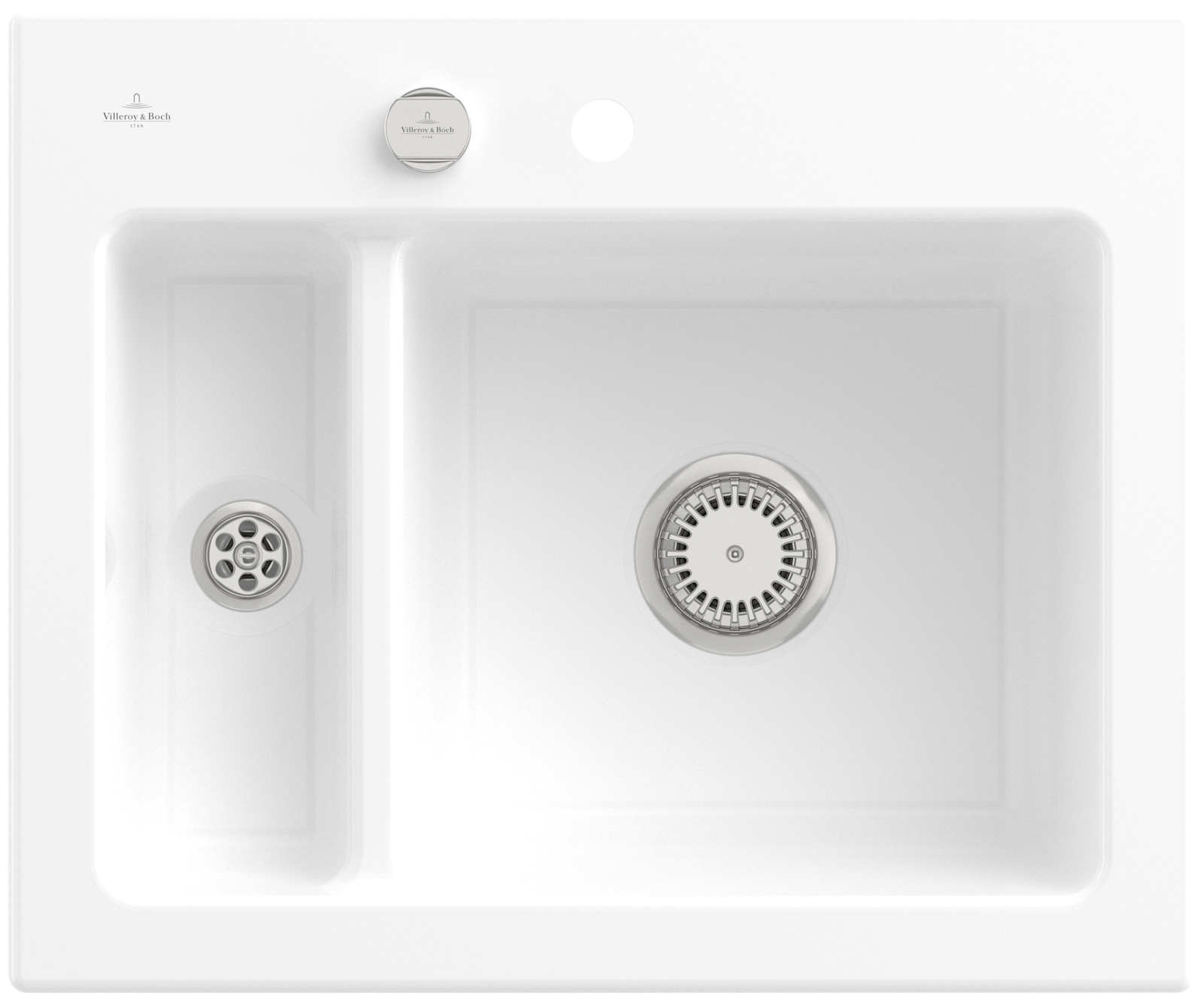 V&B Spüle Subway 60 XM mit Ablaufgarnitur, Exzenterbetätigung, weiß alpin CeramicPlus