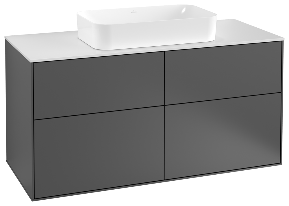 V&B Waschtisch-Unterschrank Wandbeleuchtung Finion 120x60,3cm, Abdeckplatte white matt, Anthracite matt