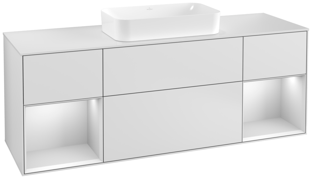 V&B Waschtisch-Unterschrank Abdeckplatte white matt Finion 160x60,3cm, Regal White matt lacquer, White matt lacquer