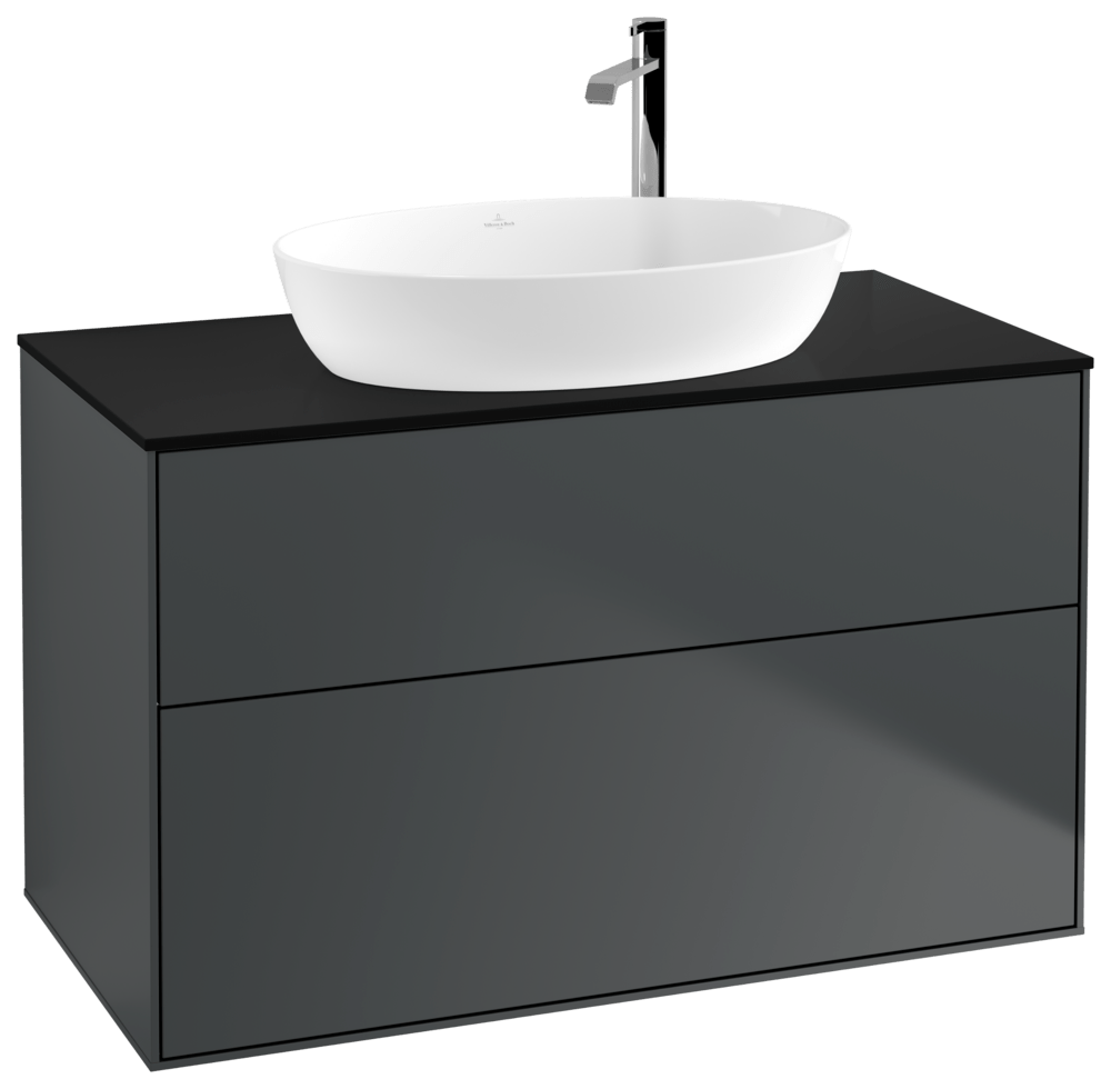 V&B Waschtisch-Unterschrank Finion 100x60,3cm, Abdeckplatte black matt, Midnight Blue Matt Lacquer