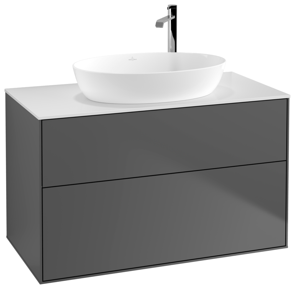 V&B Waschtisch-Unterschrank Wandbeleuchtung Finion 100x60,3cm, Abdeckplatte white matt, Anthracite matt