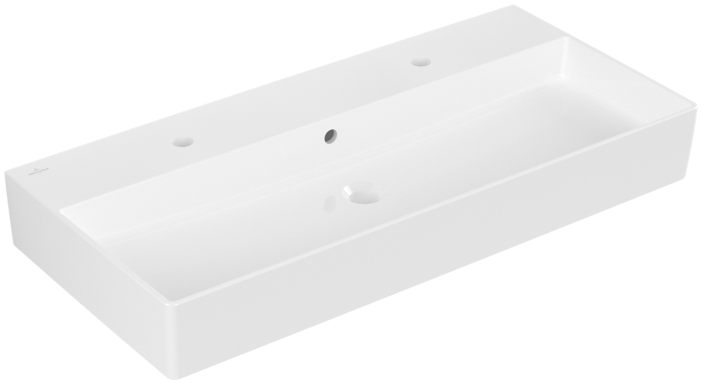 V&B Waschtisch Memento 2.0 100x47cm, 2xHahnloch, mit Überlauf, weiß alpin