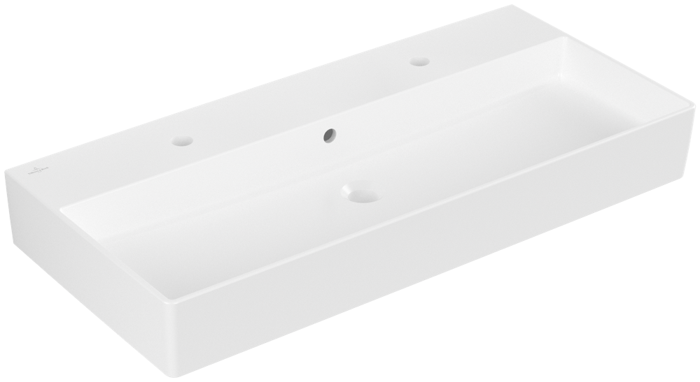 V&B Waschtisch Memento 2.0 100x47cm, 2xHahnloch, mit Überlauf, stone white C-plus