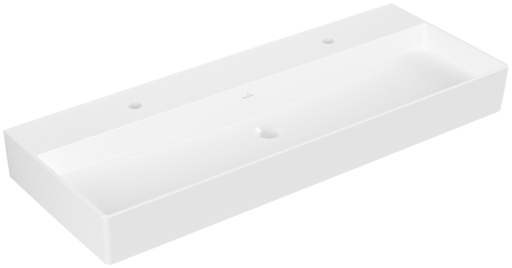 V&B Waschtisch Memento 2.0 120x47cm, 2xHahnloch, ohne Überlauf, stone white C-plus