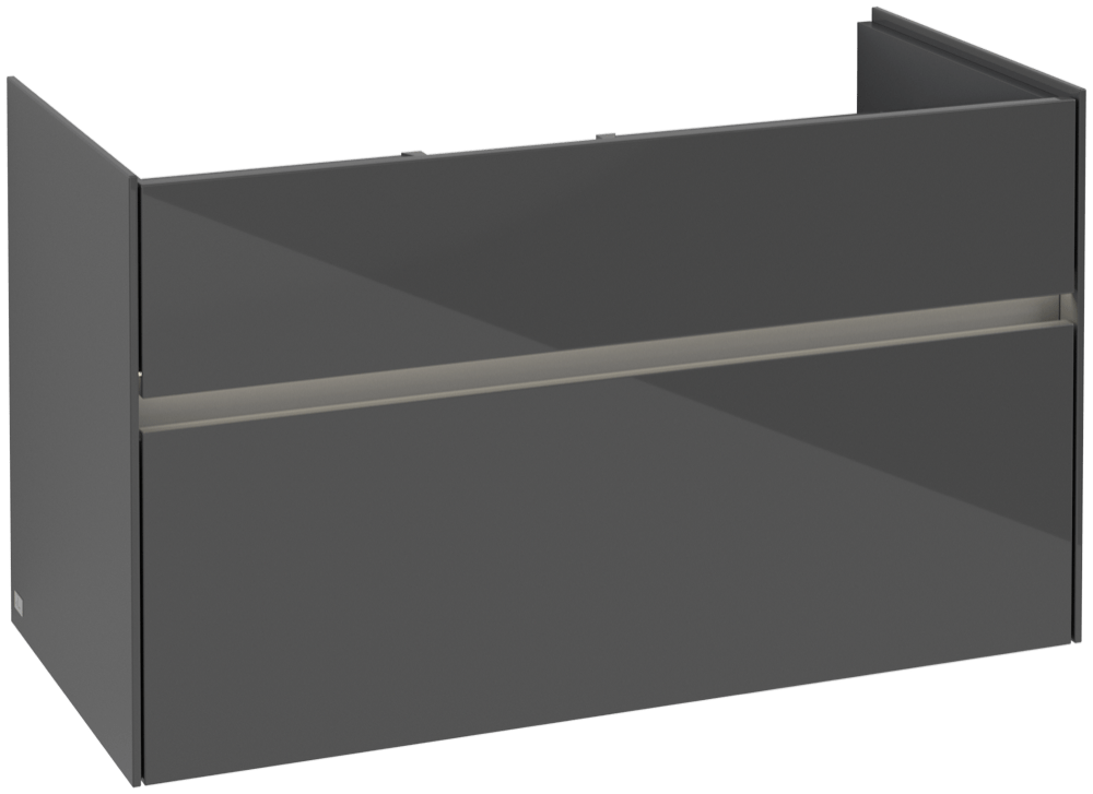 V&B Waschtischunterschrank Collaro 95,4x54,6x44,4cm, Waschbecken mittig, LED-Beleuchtung 7W, glossy grey