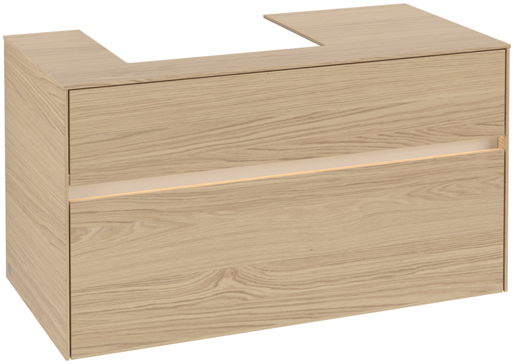 V&B Waschtischunterschrank Collaro 100x54,8x50cm, Waschtisch links, LED-Beleuchtung 7,3 W, nordic oak
