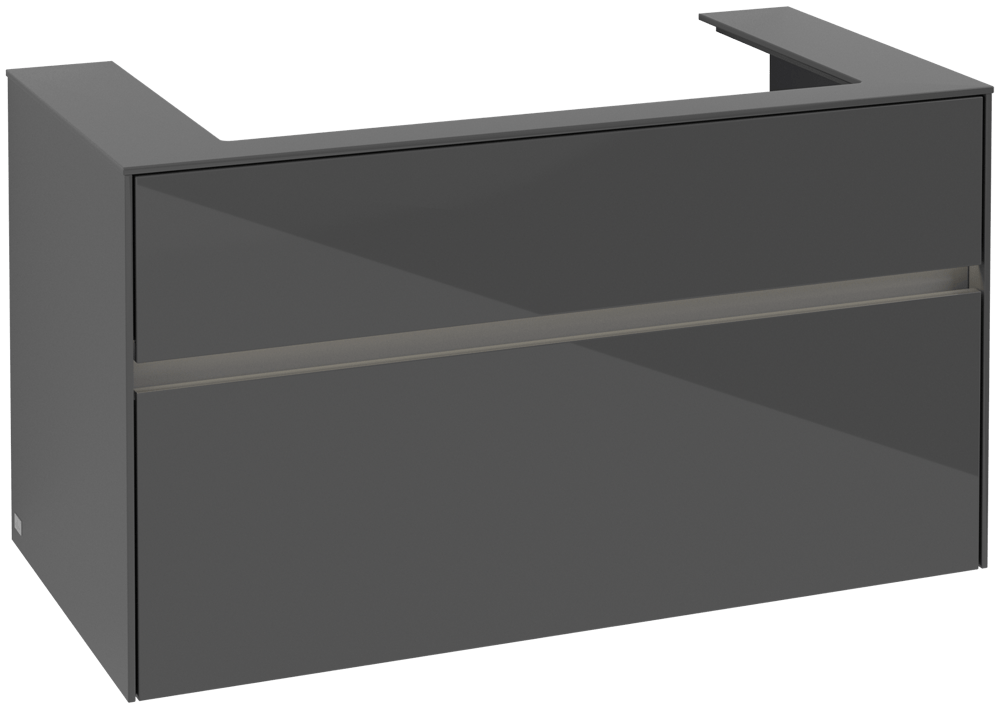 V&B Waschtischunterschrank Collaro 100x54,8x50cm, Waschtisch mittig, LED-Beleuchtung 7,3 W, glossy grey
