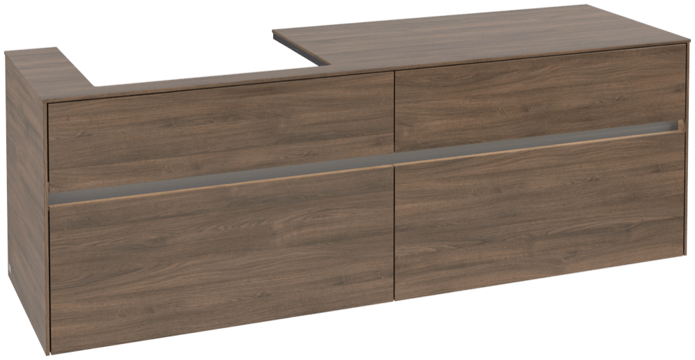 V&B Waschtischunterschrank Collaro 160x54,8x50cm, Waschtisch links, LED-Beleuchtung 12W, arizona oak