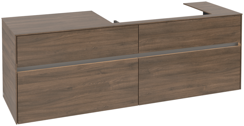 V&B Waschtischunterschrank Collaro 160x54,8x50cm, Waschtisch rechts, LED-Beleuchtung 12W, arizona oak