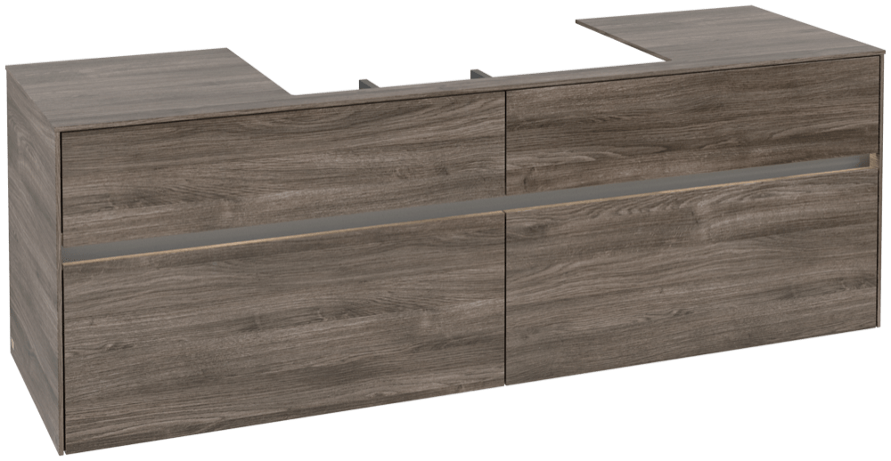 V&B Waschtischunterschrank Collaro 160x54,8x50cm, Waschtisch mittig, LED-Beleuchtung 12W, stone oak