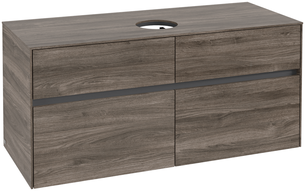 V&B Waschtischunterschrank Collaro 120x54,8x50cm, Waschtisch mittig, stone oak