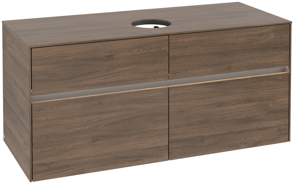 V&B Waschtischunterschrank Collaro 120x54,8x50cm, Waschtisch mittig, LED-Beleuchtung 8,8 W, arizona oak