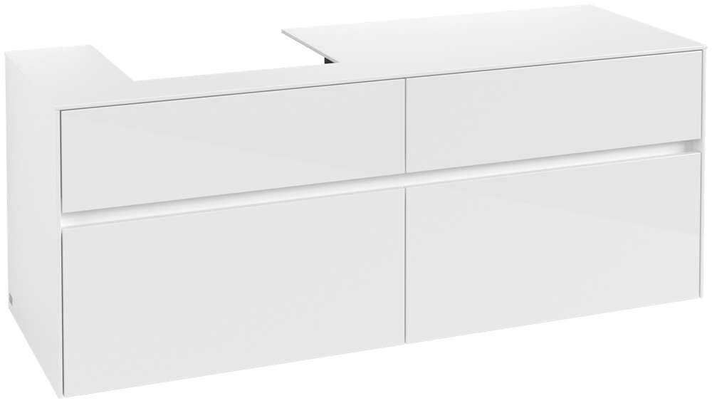 V&B Waschtischunterschrank Collaro 140x54,8x50cm, Waschtisch links, glossy white