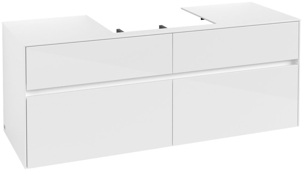 V&B Waschtischunterschrank Collaro 140x54,8x50cm, Waschtisch mittig, glossy white