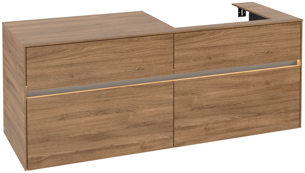 V&B Waschtischunterschrank Collaro 140x54,8x50cm, Waschtisch rechts, LED-Beleuchtung 10,4W, kansas oak