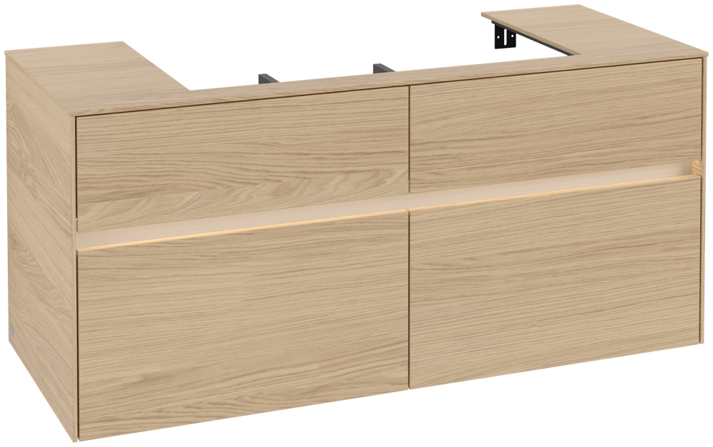 V&B Waschtischunterschrank Collaro 120x54,8x50cm, Waschtisch mittig, LED-Beleuchtung 8,8 W, nordic oak