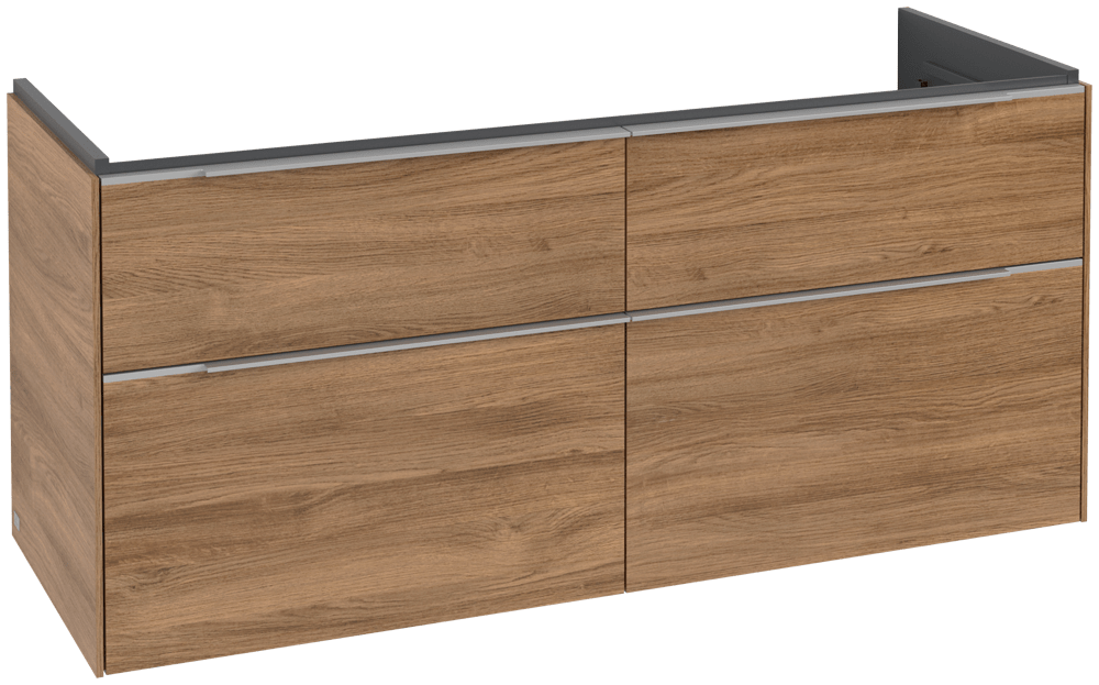 V&B Waschtisch-Unterschrank Subway 3.0 127,2x56,6x47,8cm, ohne LED/Griff Aluminium glänzend, kansas oak