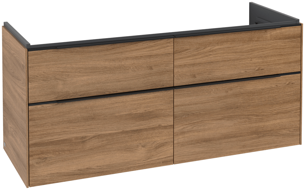 V&B Waschtisch-Unterschrank Subway 3.0 127,2x56,6x47,8cm, ohne LED/Griff Volcano black, kansas oak