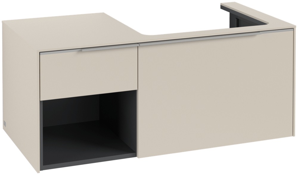 V&B Waschtisch-Unterschrank Becken rechts Subway 3.0 100,1x42,25x51,6cm, ohne LED/Griff Aluminium glänzend, cashmere grey