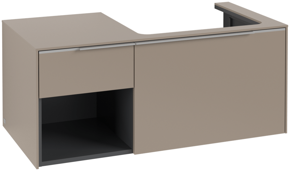 V&B Waschtisch-Unterschrank Becken rechts Subway 3.0 100,1x42,25x51,6cm, mit LED/Griff Aluminium glänzend, taupe
