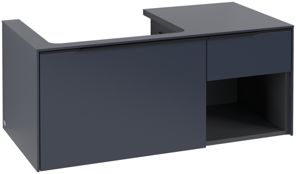 V&B Waschtisch-Unterschrank Becken links Subway 3.0 100,1x42,25x51,6cm, mit LED/Griff Volcano black, marine blue