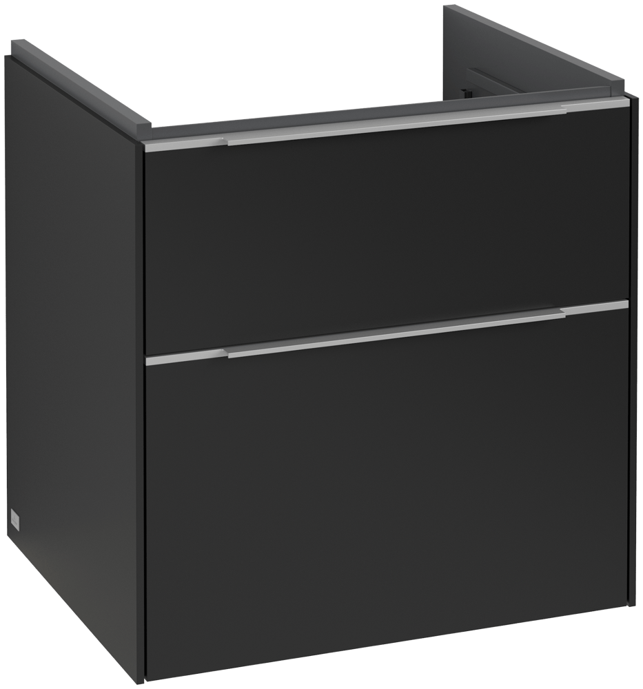 V&B Waschtisch-Unterschrank Subway 3.0 57,2x57,6x47,8cm, mit LED/Griff Aluminium glänzend, volcano black