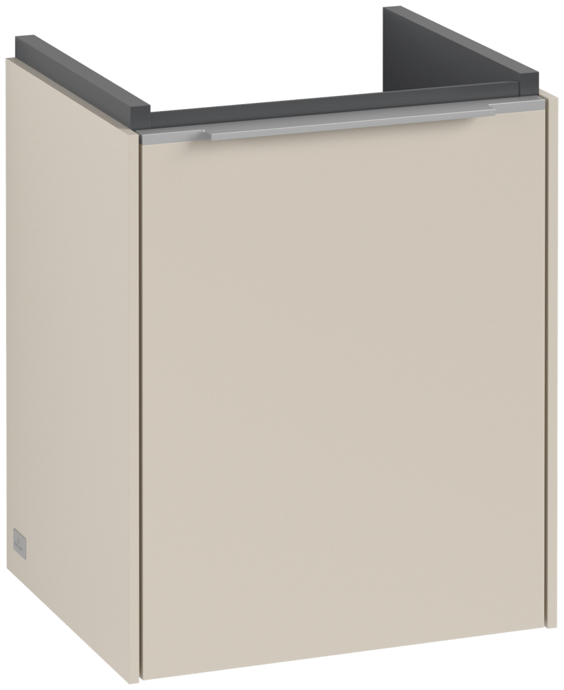 V&B Waschtisch-Unterschrank Subway 3.0 35,1x42,9x30,9cm, Schanier rechts/Griff Aluminium glänzend, cashmere grey
