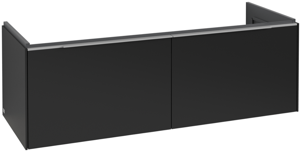 V&B Waschtisch-Unterschrank Subway 3.0 127,2x42,9x47,8cm, mit LED/Griff Aluminium glänzend, volcano black