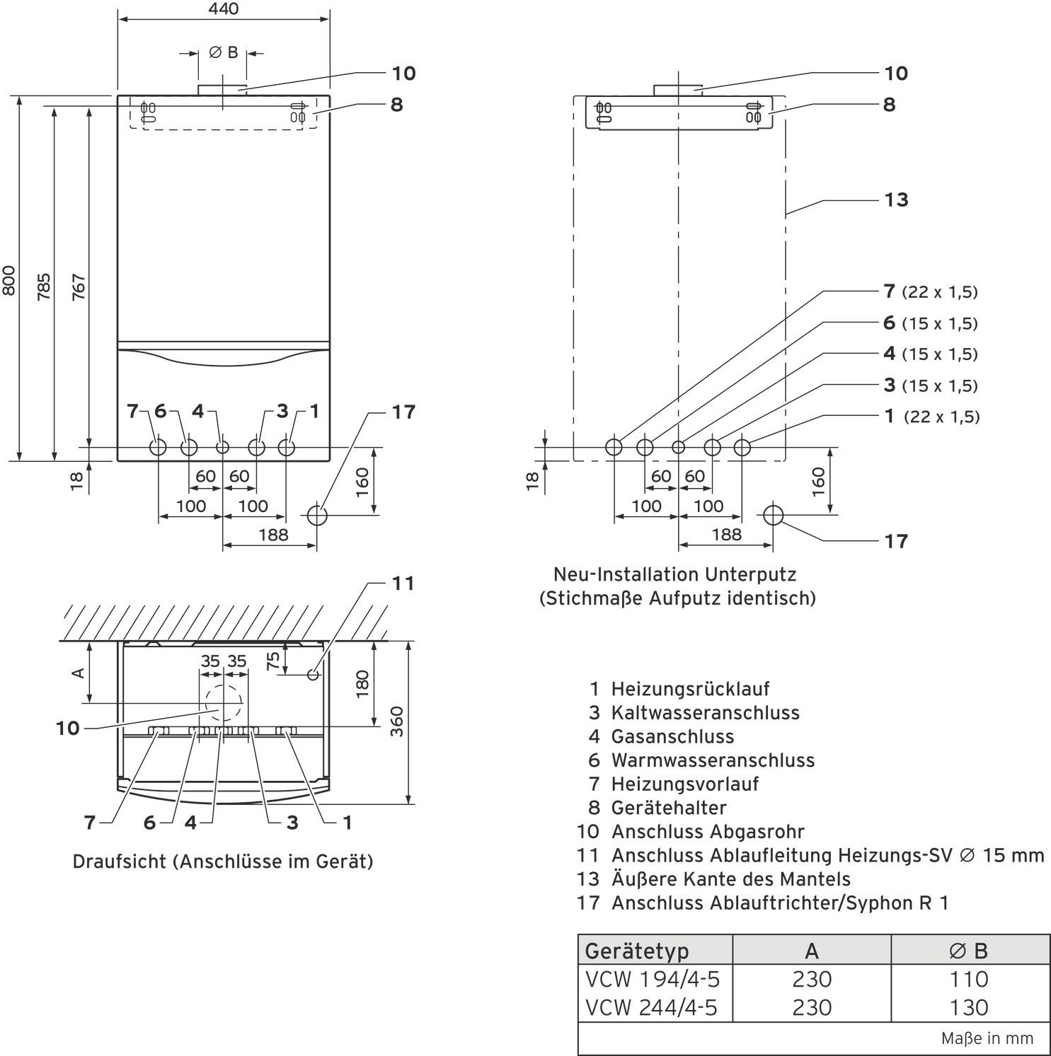 Vaillant Gas-Wandheizgerät atmoTEC plus VCW 244/5A, Erdgas E, mit Kaminanschluss