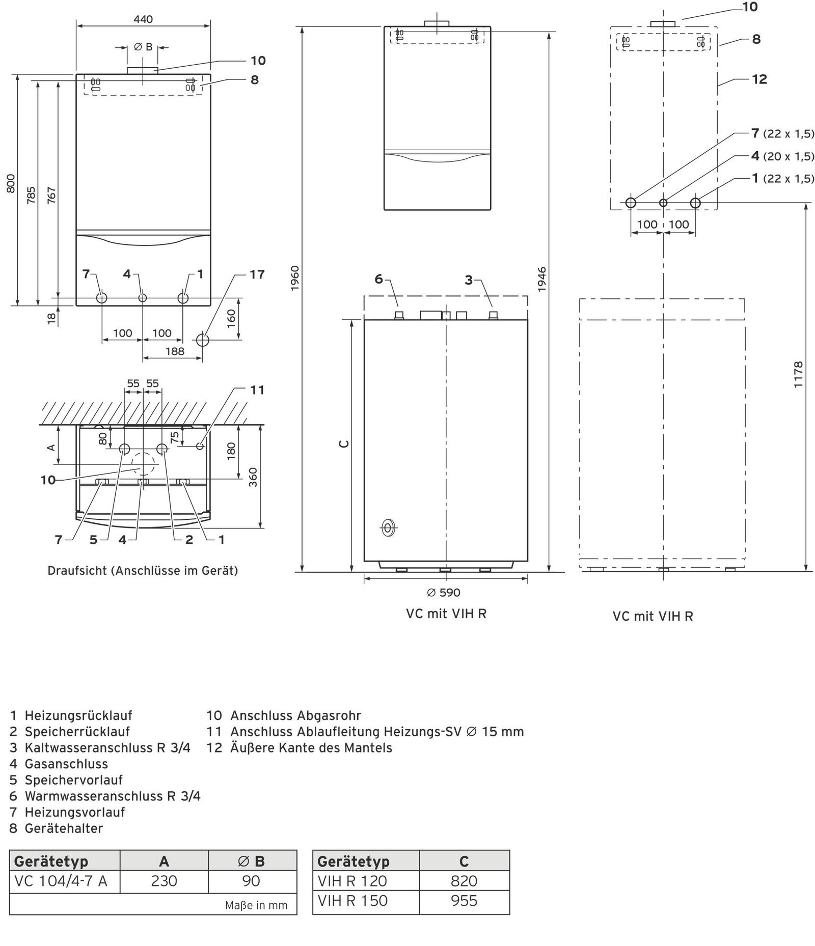 Vaillant Gas-Wandheizgerät atmoTEC exclusiv VC 104/4-7A, Erdgas E, mit Kaminanschluss